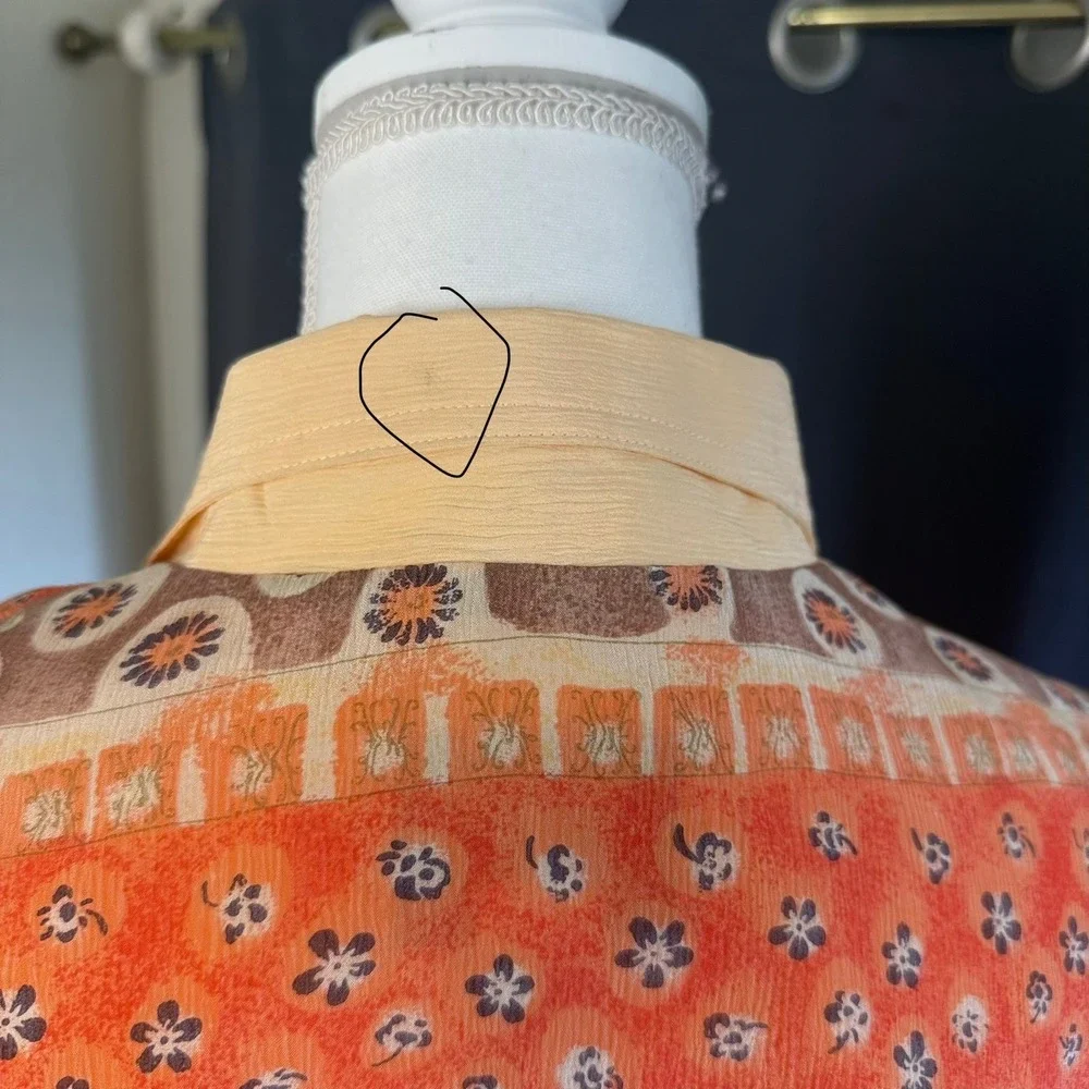 Oleg Cassini Vintage Silk Bomber Jacket Orange Geometric‎ Floral Print Small